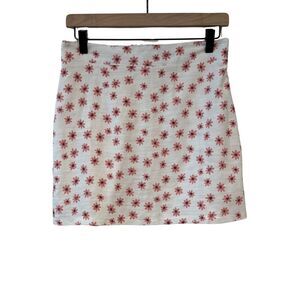 Princess Polly White Pink Floral Cotton Micro Mini Skirt Size 6 Summer Preppy